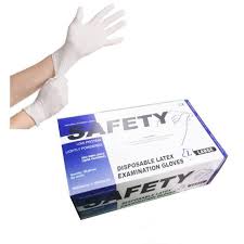 Safety disposable latex examination gloves